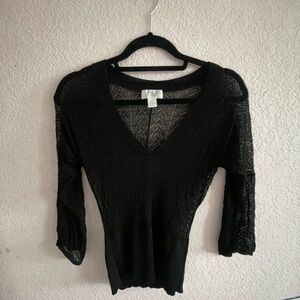 LOFT Black Lace Detail Blouse